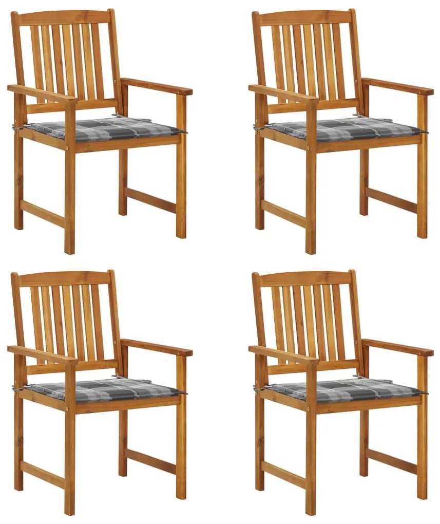 vidaXL Cadeiras de jardim c/ almofadões 4 pcs madeira de acácia maciça