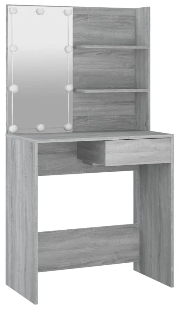 Toucador com LEDs 74,5x40x141 cm sonoma cinza