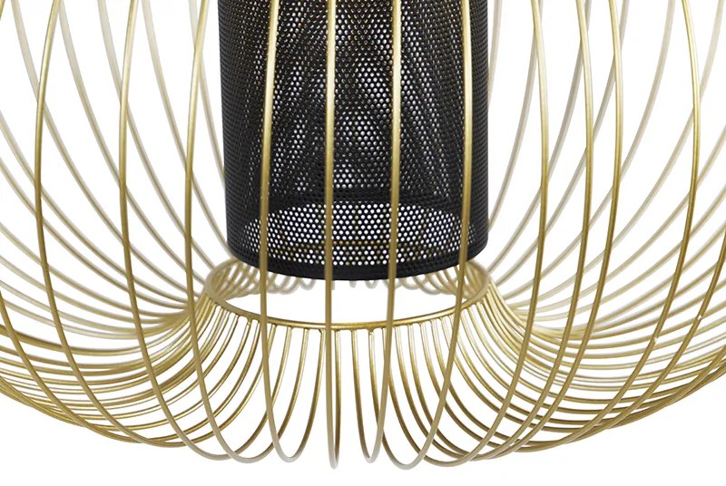 Candeeiro de suspensão design dourado com preto 60 cm - Marnie Design