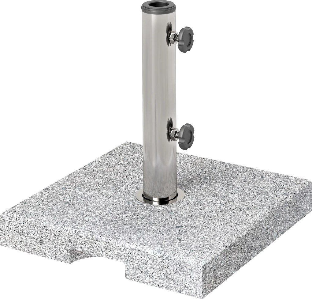 Outsunny Base para guarda-sol, suporte exterior em granito 21 kg, para haste Ø 32-48 mm, com alças, 38 x 38 x 38 cm, Cinza | Aosom Portugal