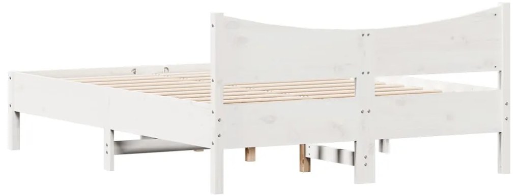 Cama sem colchão 140x190 cm madeira de pinho maciça branco