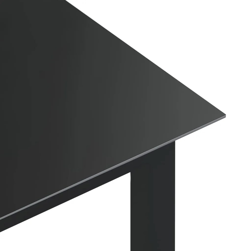 Mesa de jardim em alumínio e vidro 190x90x74 cm preto