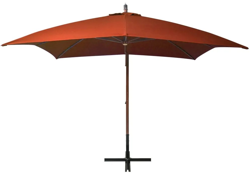 Guarda-sol de jardim suspenso com poste abeto maciço terracotta