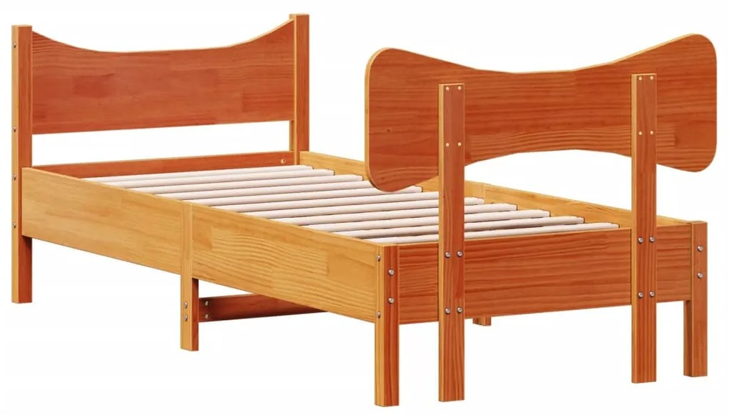 Cama sem colchão 90x190 cm madeira de pinho maciça castanho-mel
