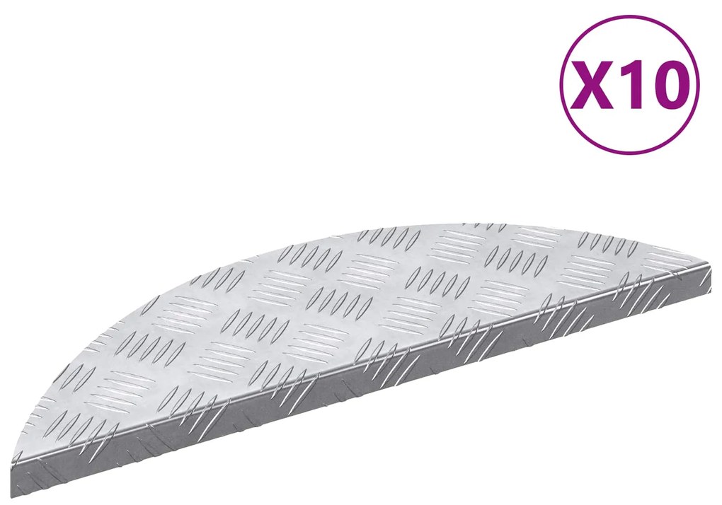 vidaXL Degrau Crescente 10 pcs Prateado 60 x 18 cm Alumínio