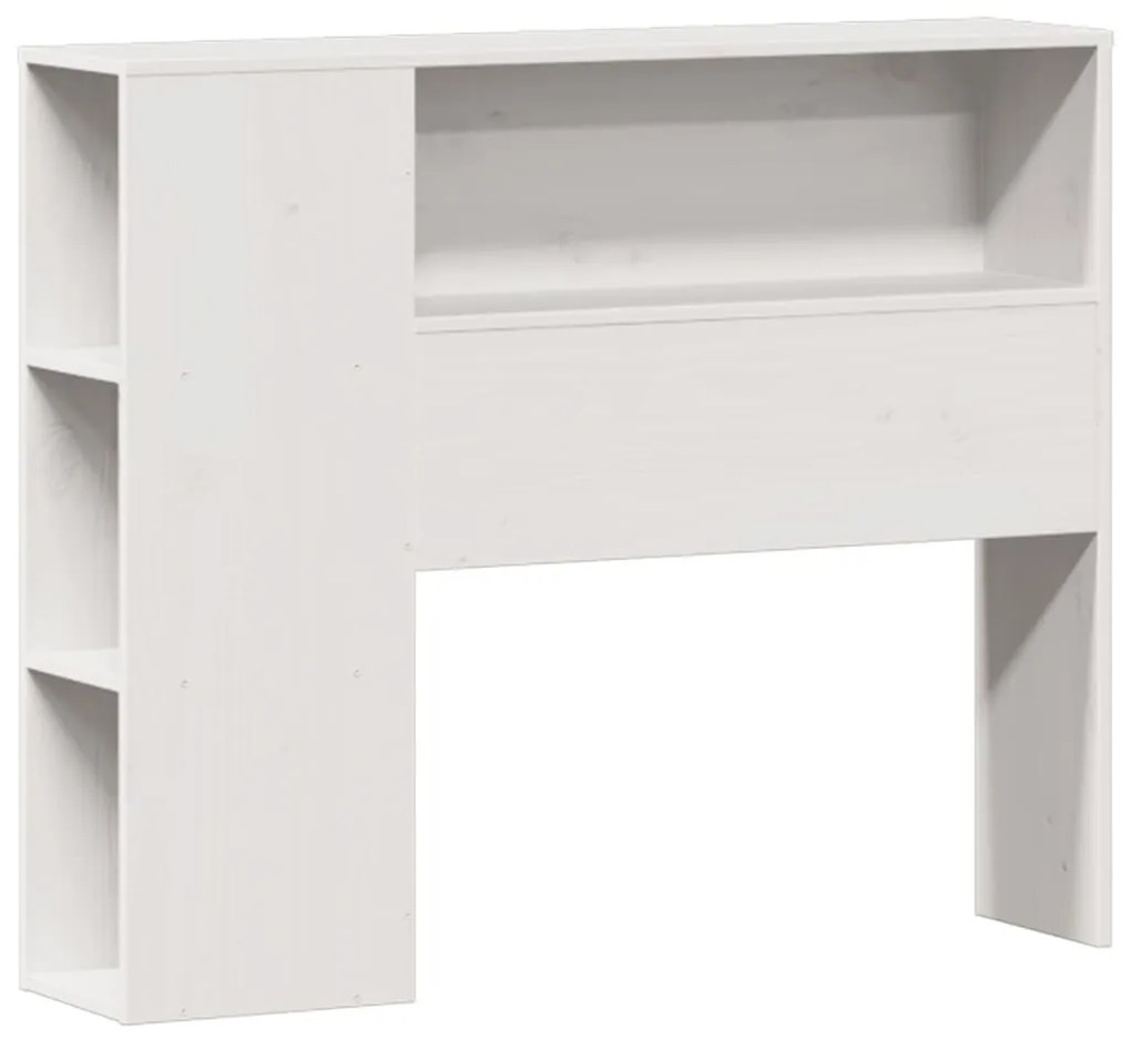 Cama com estante sem colchão 75x190 cm pinho maciço branco