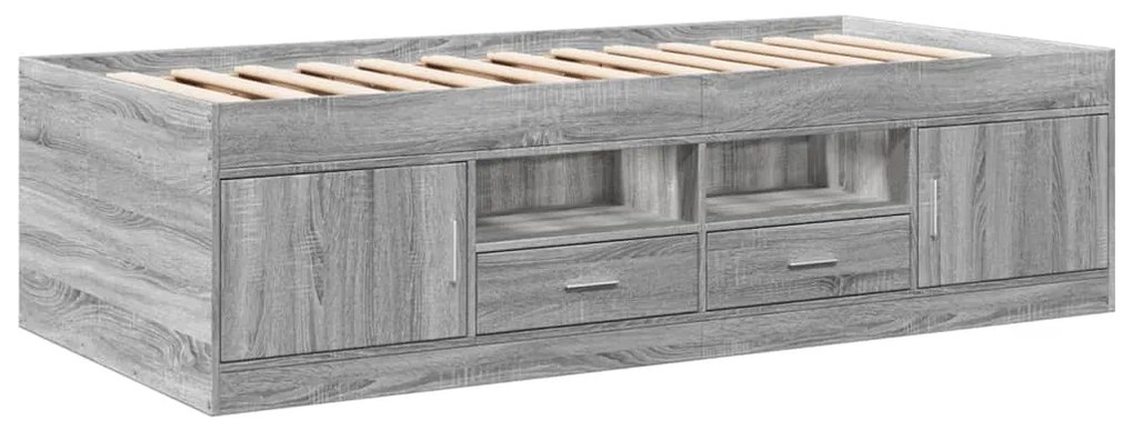 Sofá-cama com gavetas sem colchão 100x200 cm cinzento sonoma