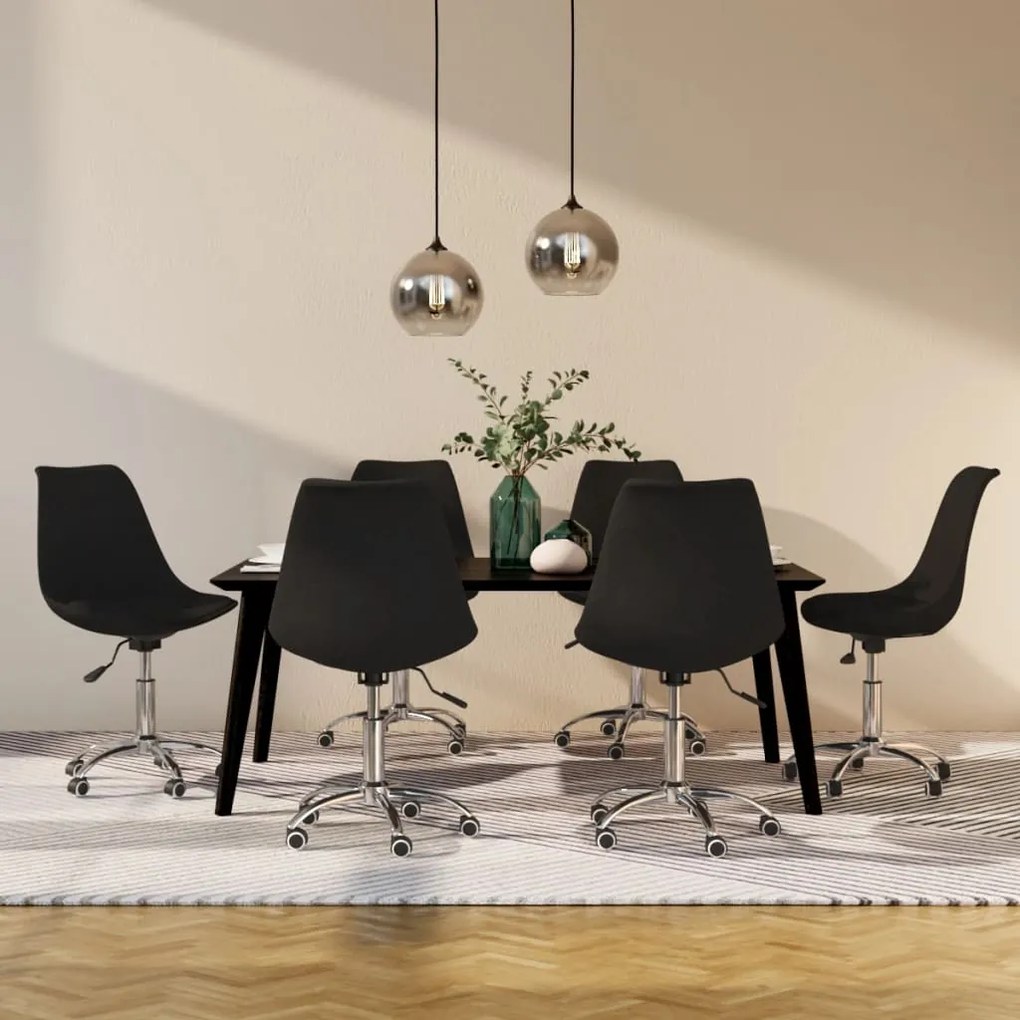 vidaXL Cadeiras de jantar giratórias 6 pcs tecido preto