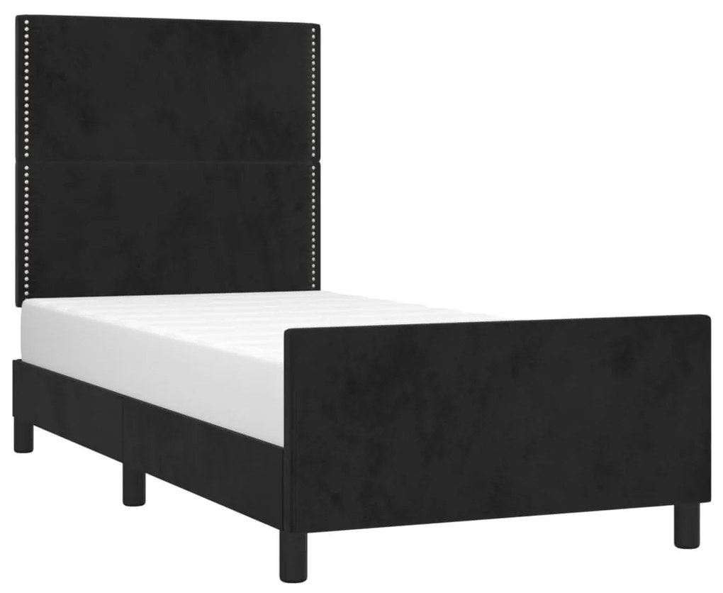 Estrutura de cama c/ cabeceira 80x200 cm veludo preto