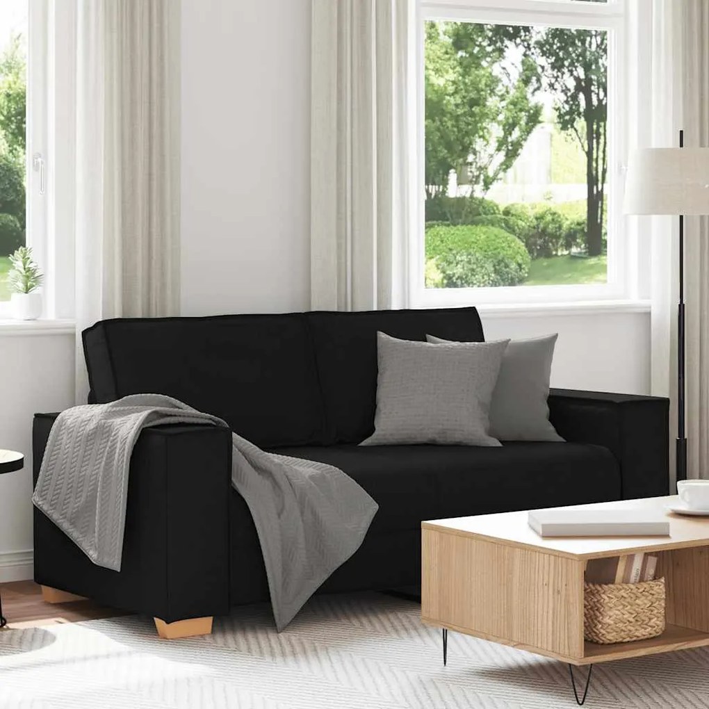 Sofá de 2 lugares preto 140 cm tecido
