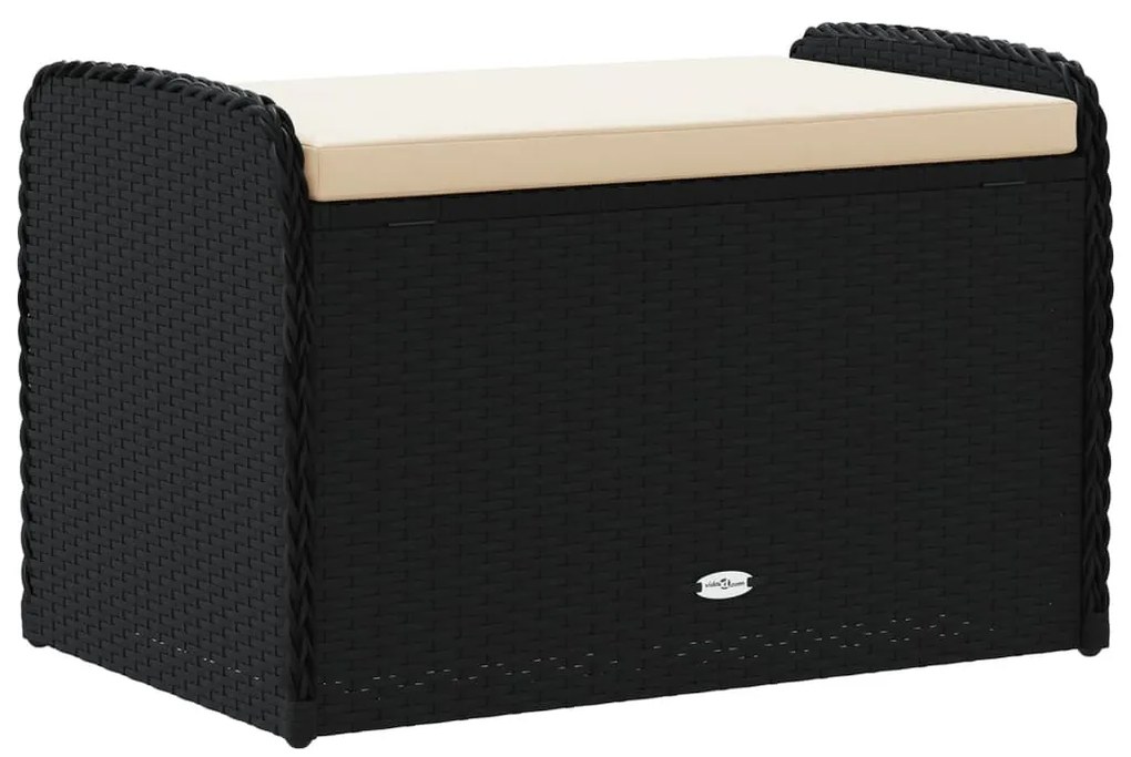 Banco de arrumação com almofadão 80x51x52 cm vime PE preto