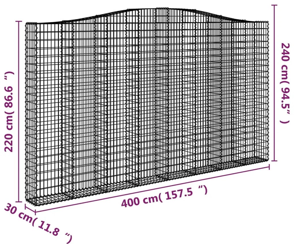 Cestos gabião arqueados 5pcs 400x30x220/240cm ferro galvanizado