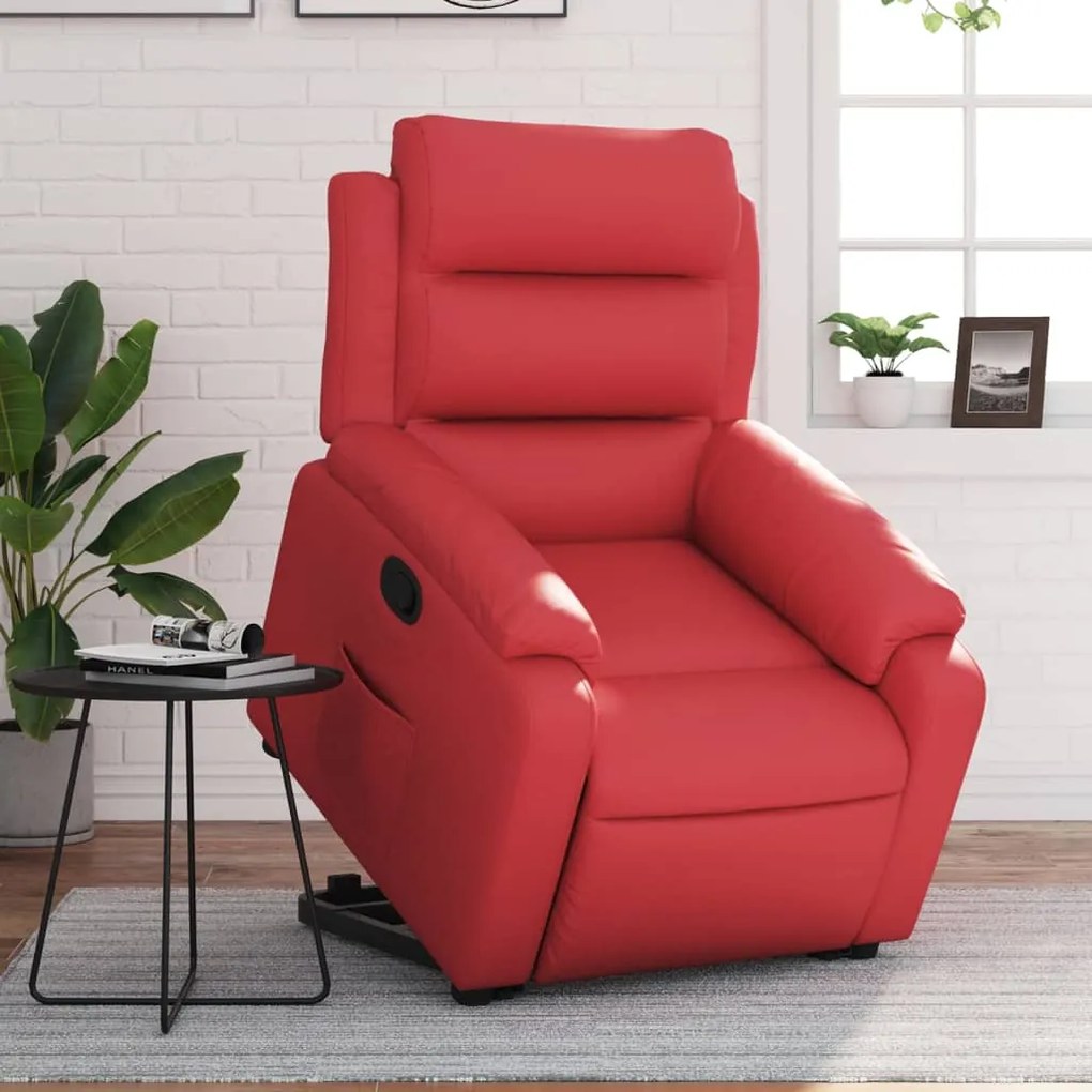 vidaXL Poltrona reclinável elevatória couro artificial vermelho