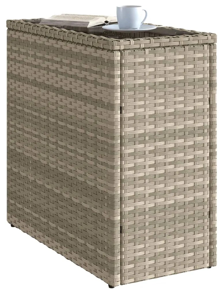 Mesa de apoio jardim c/ tampo vidro 58x27,5x55 cm vime PE
