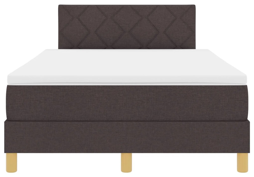 Cama Box Spring com Colchão & LED Marrom Escuro 120x200 cm Tecido