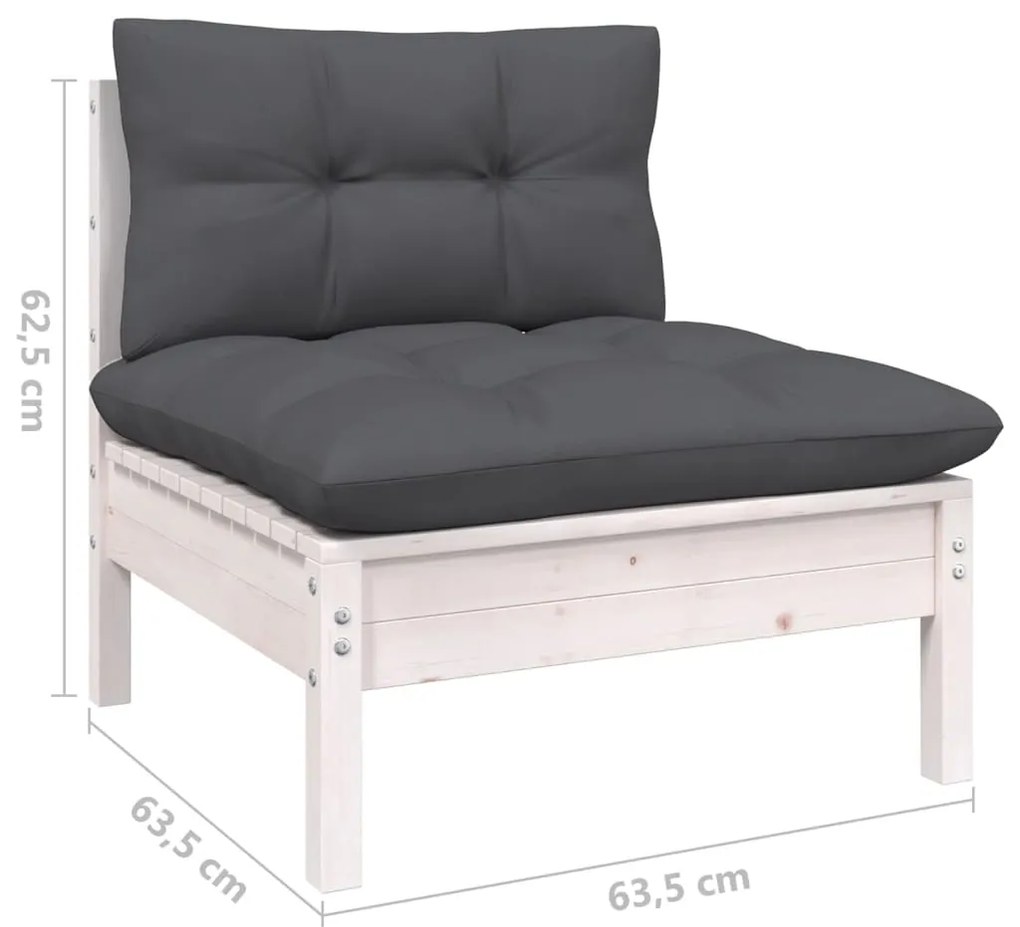 8 pcs conjunto lounge de jardim c/ almofadões pinho branco