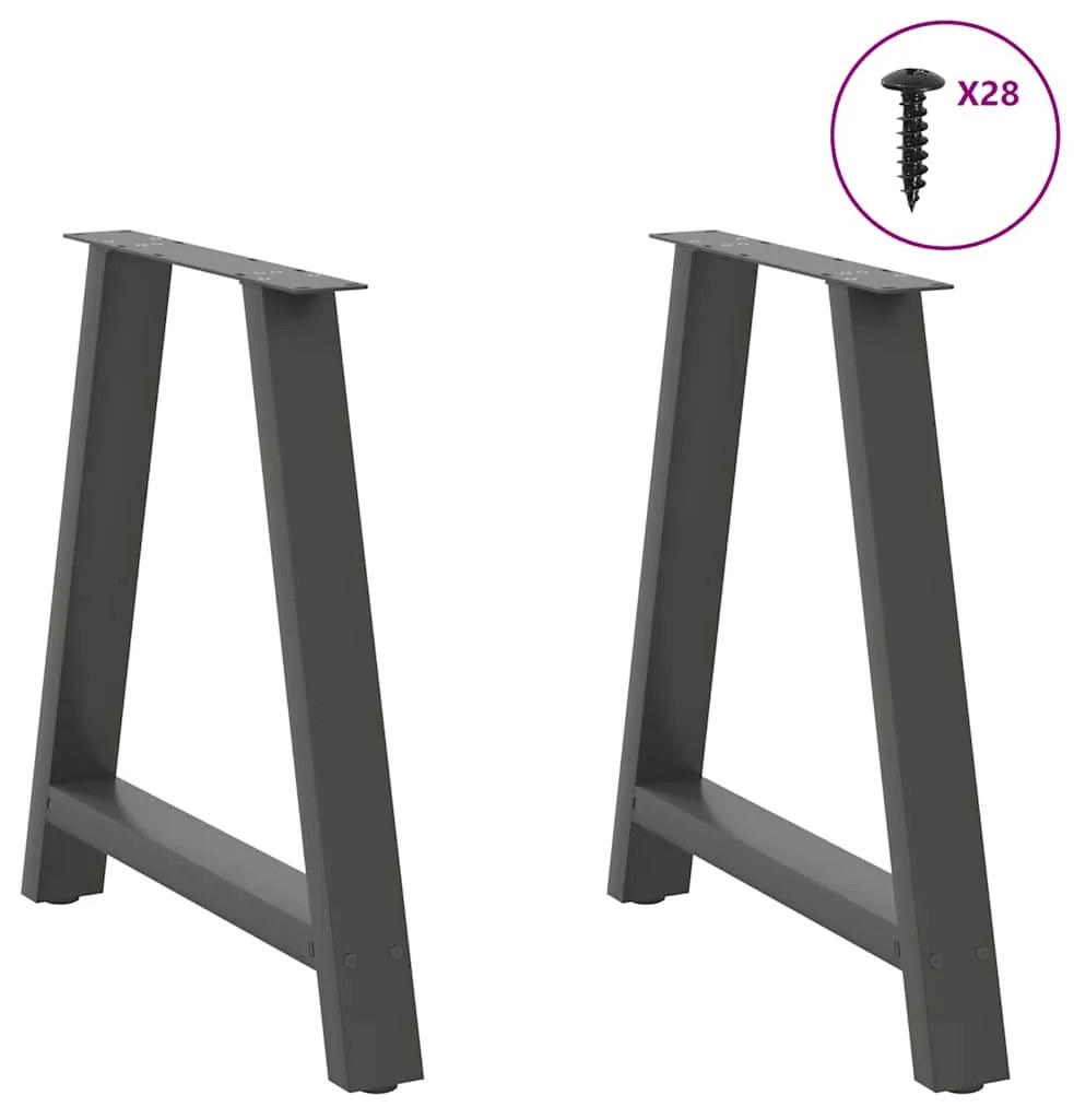 Pés para mesa de jantar em formato A, 2 peças, antracite, 80x (72-73)