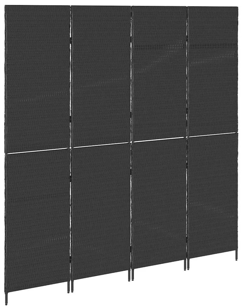 Divisória de Ambiente vidaXL 4 Painéis Dobrável Preto 195x180 cm Polí