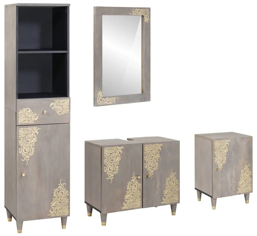 vidaXL Conjunto de Armários para Banheiro com gaveta 4 pcs Cinzeto