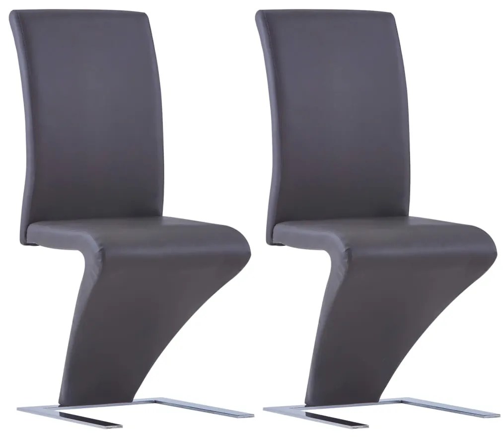 vidaXL Cadeiras de jantar ziguezague 2 pcs couro artificial cinzento