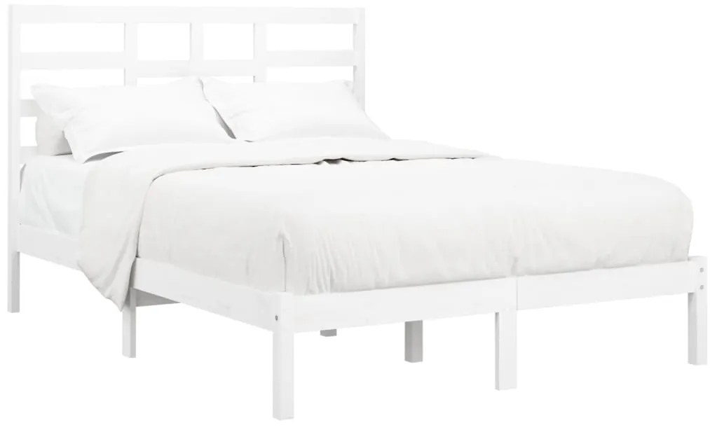 Estrutura de cama 140x200 cm madeira maciça branco