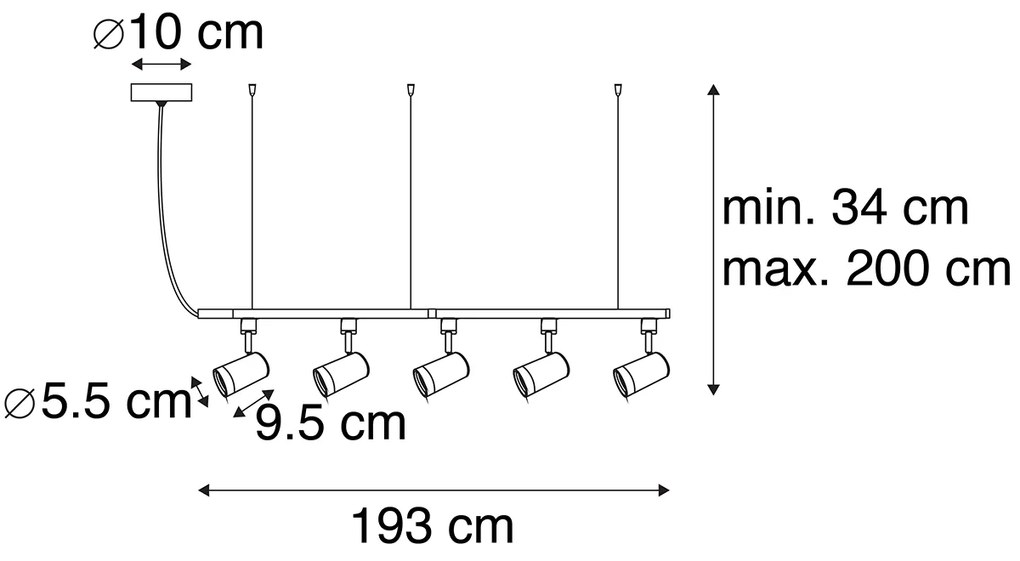 LED Sistema de calha de pendurar inteligente branco monofásico com 5 GU10 Wi-Fi - Jeana Moderno