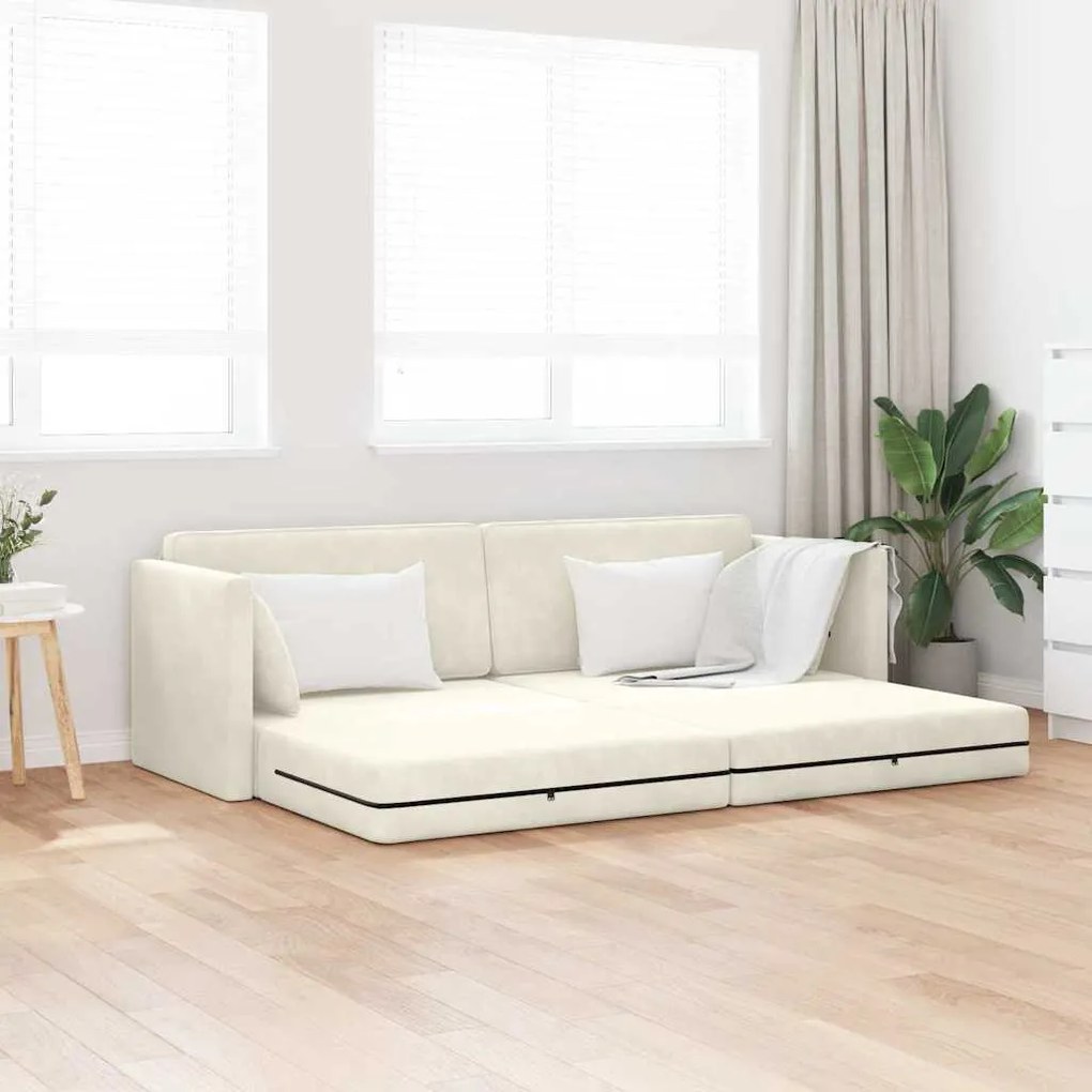 vidaXL Sofá-cama Creme 213 x 76 x 77 cm Veludo