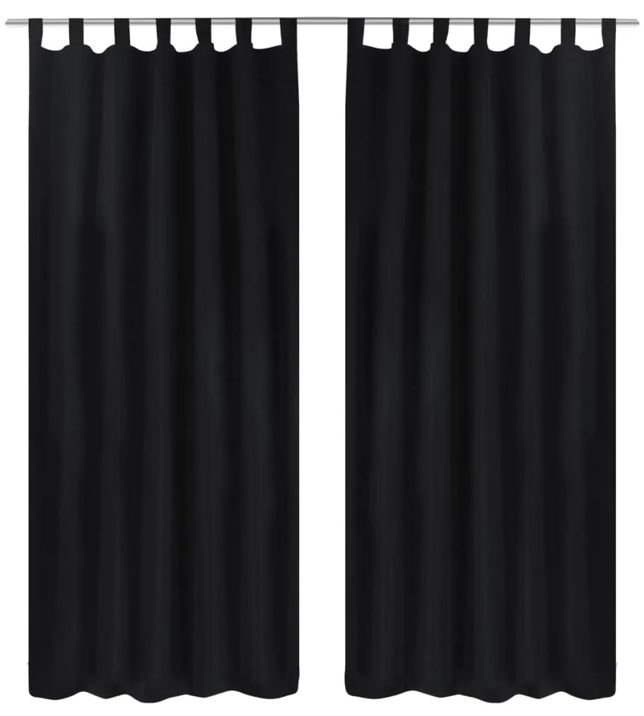 Cortinas de cetim com laços, 2 pcs, preto 140 x 245 cm