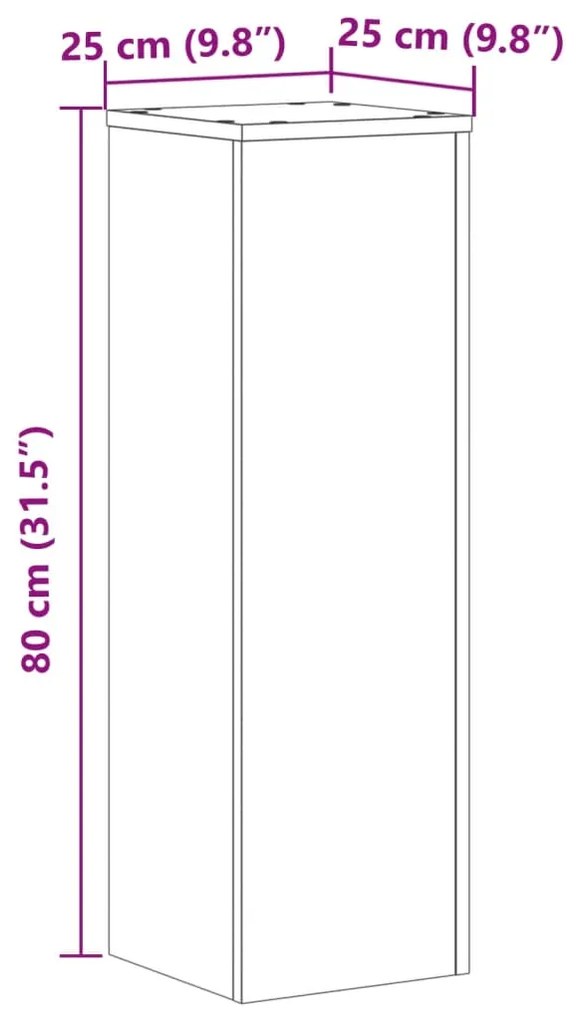 Suportes p/ plantas 2 pcs 25x25x80 cm derivados de madeira