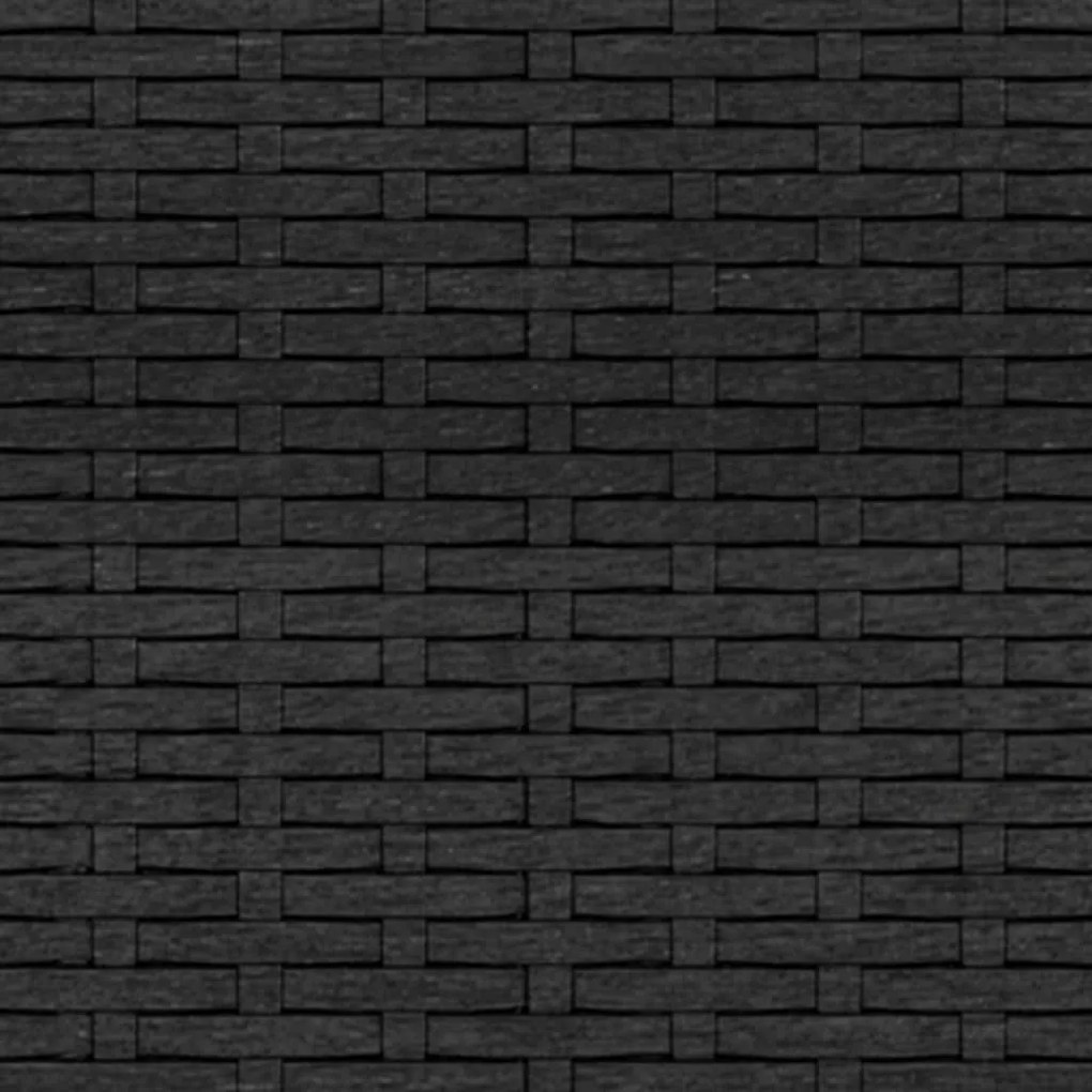 Sofá de jardim 3 lugares com almofadões vime PE preto