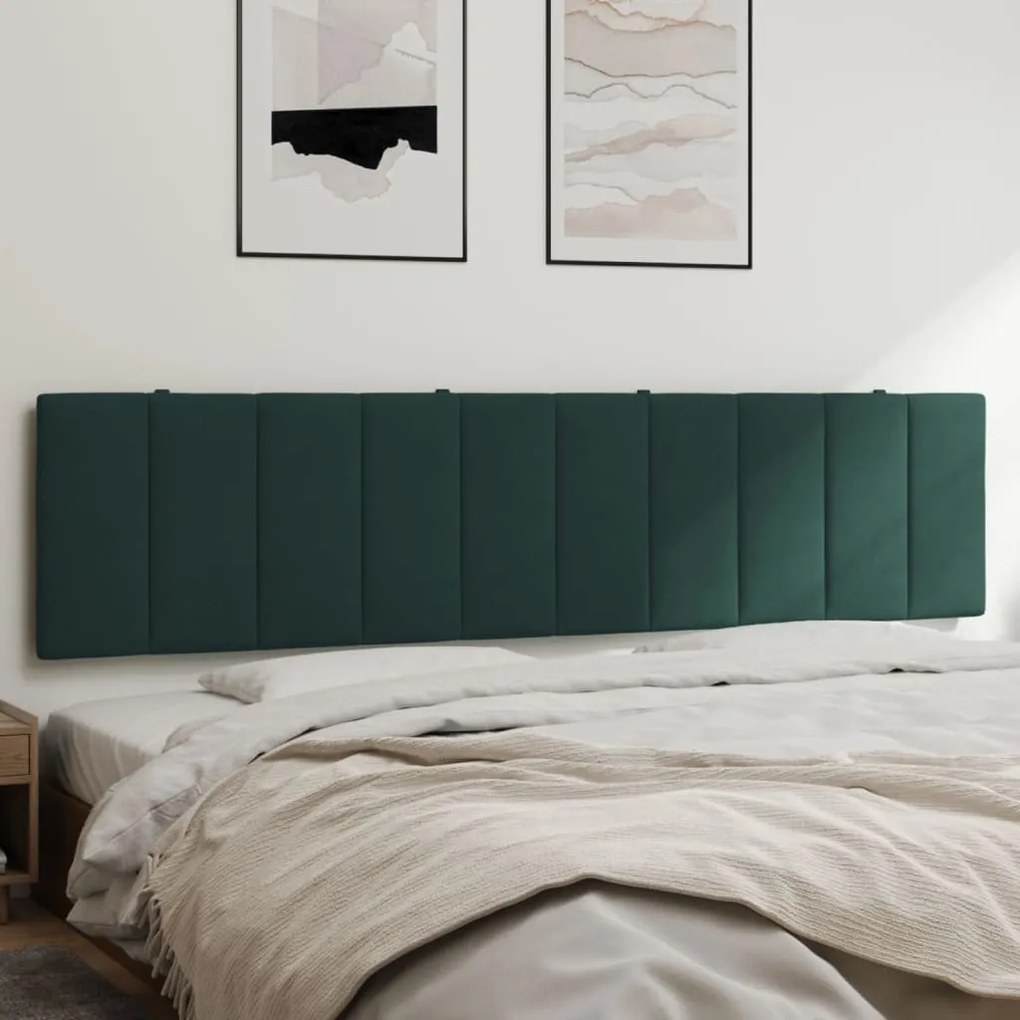 vidaXL Almofadão de cabeceira 200 cm veludo verde-escuro