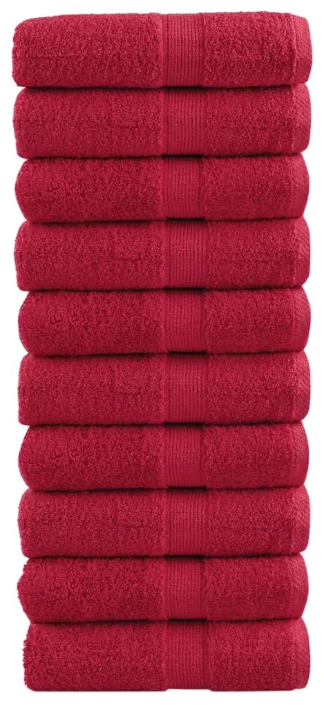 vidaXL Toalhas de rosto premium SOLUND 10 unidades vermelho 30x30 cm 600 g/m²
