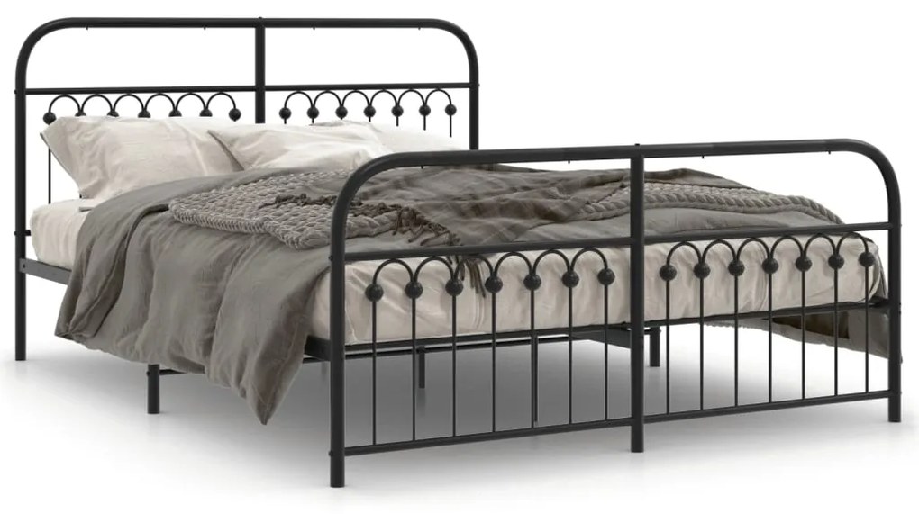 Estrutura de cama com cabeceira e pés 160x200 cm metal preto