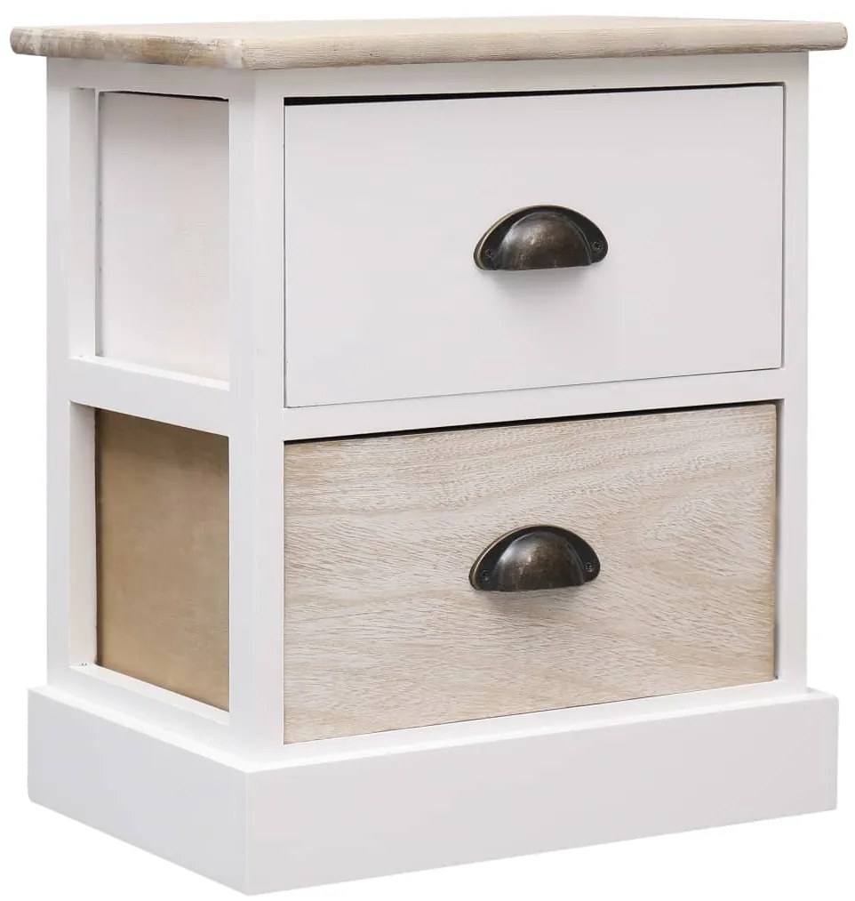 Mesas de cabeceira 38x28x45 cm 2 pcs paulownia branco e natural
