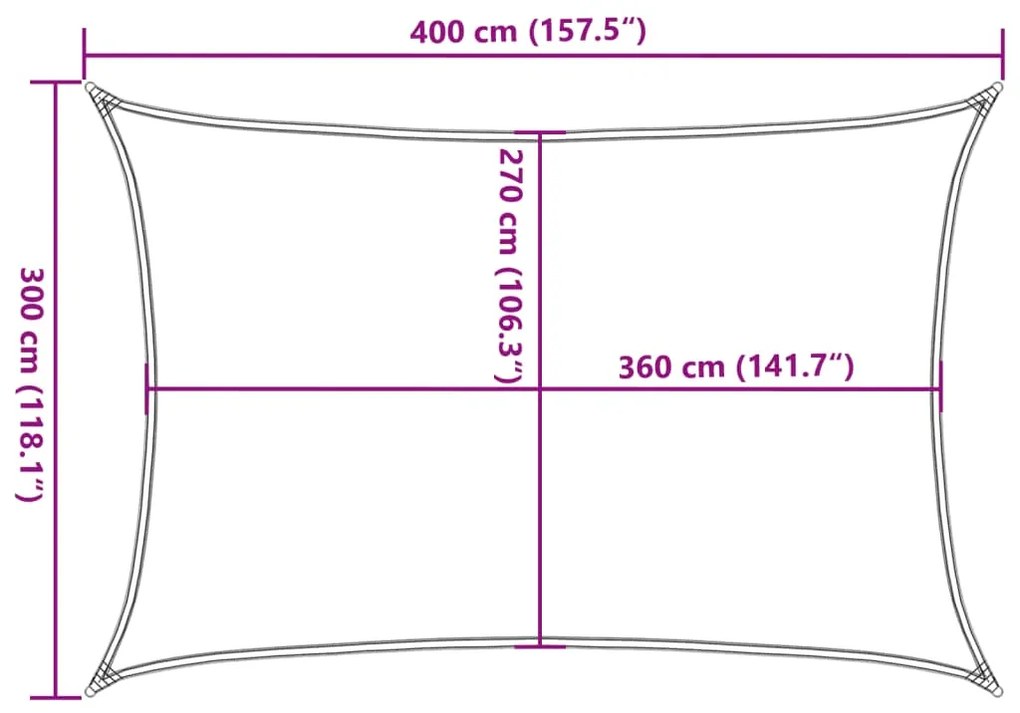 Para-sol estilo vela 160 g/m² 3x4 m PEAD branco