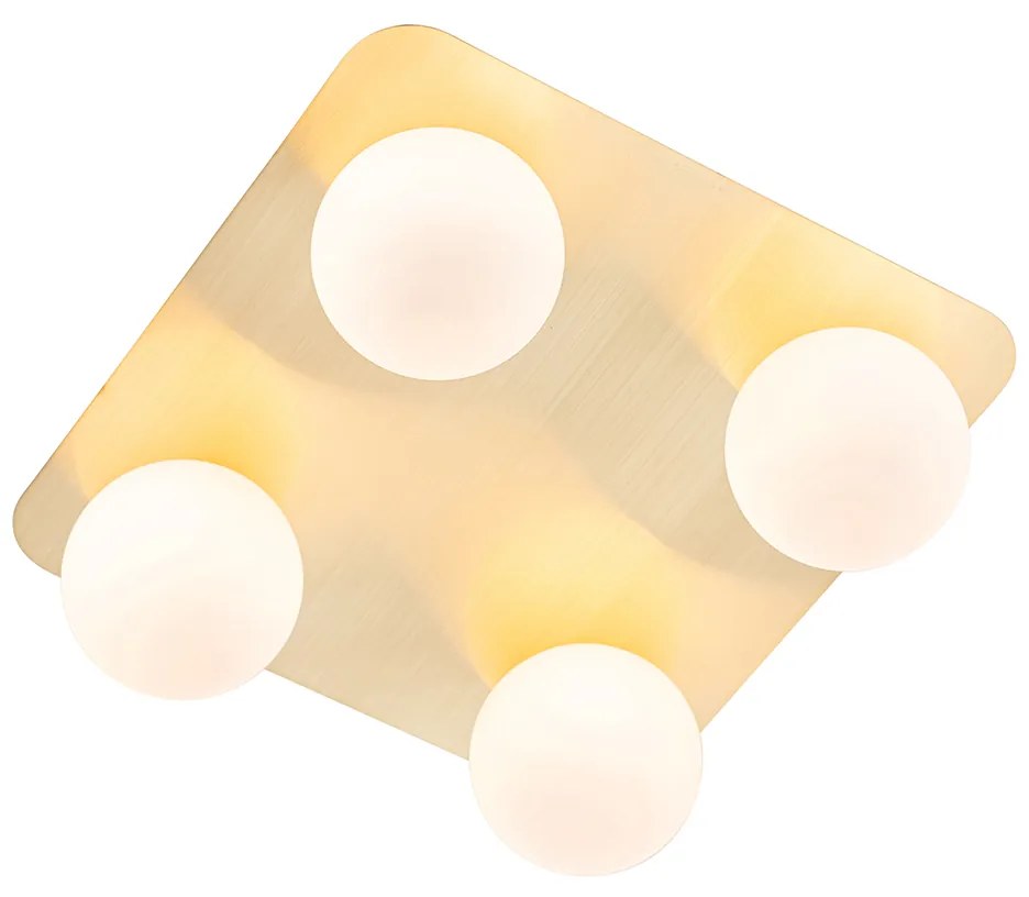 Moderna luminária de teto para banheiro quadrado de latão 4 luzes - Cederic Moderno