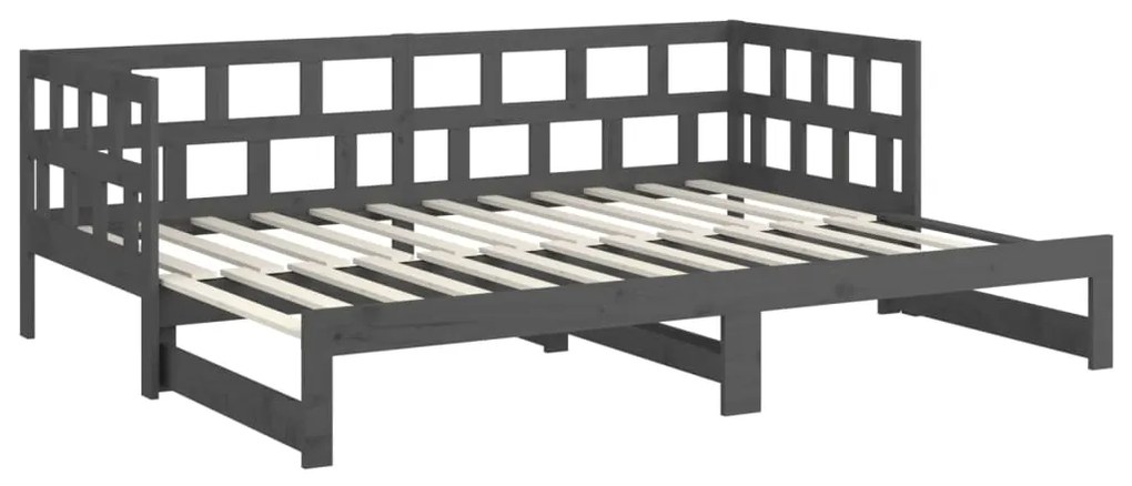 Estrutura sofá-cama de puxar pinho maciço cinza 2x(90x190) cm