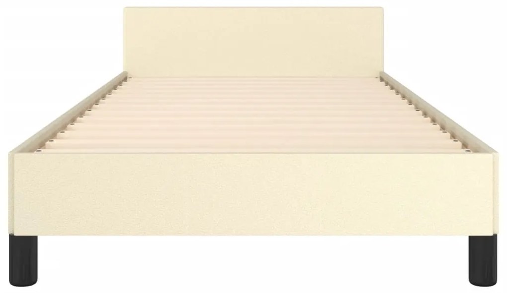Estrutura de cama c/ cabeceira couro artificial 80x200 cm creme