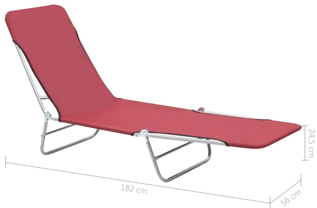 Espreguiçadeiras dobráveis 2 pcs aço e tecido vermelho