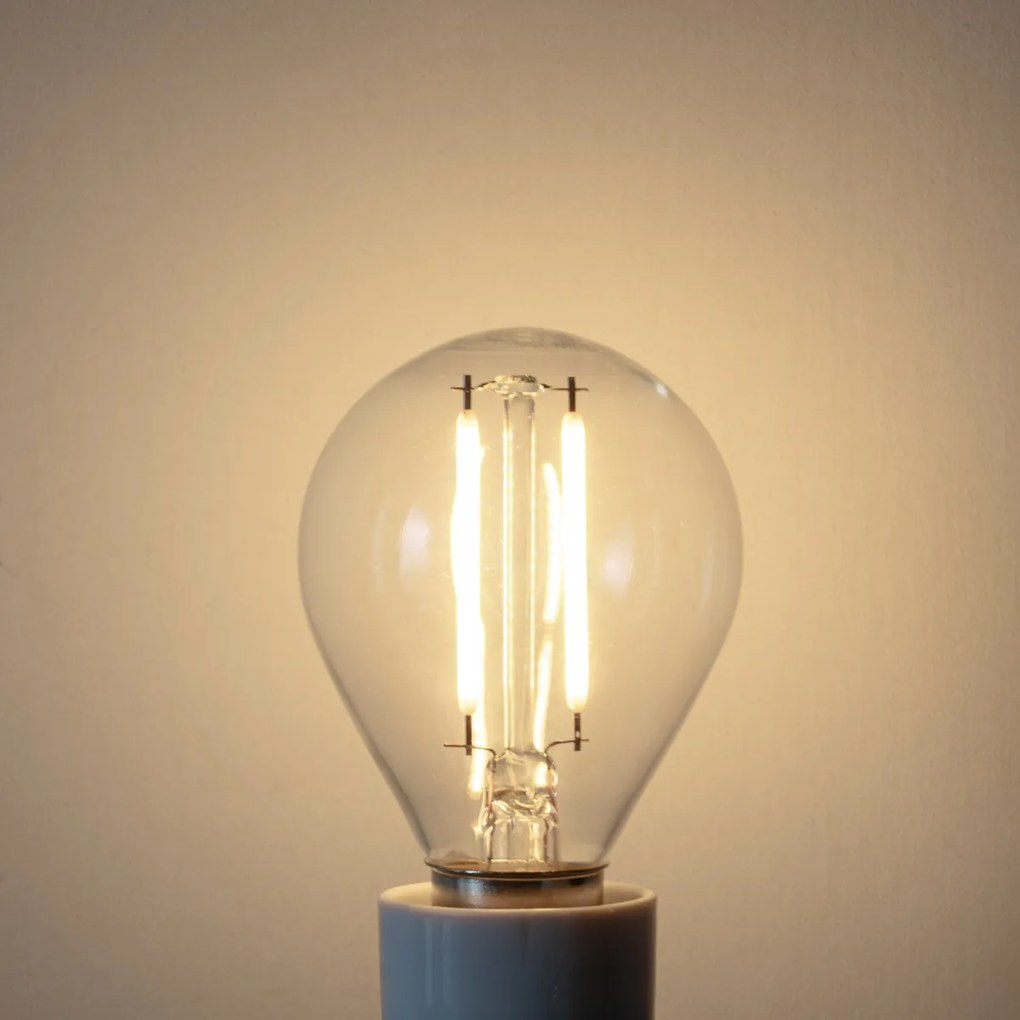 Conjunto de 5 lâmpadas LED E14 reguláveis P45 vidro transparente 3W 250 lm 3000K