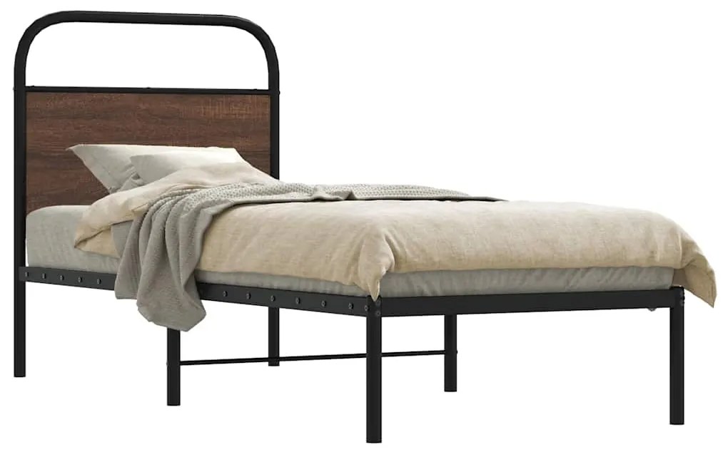 vidaXL Estrutura cama s/ colchão derivados madeira carvalho castanho