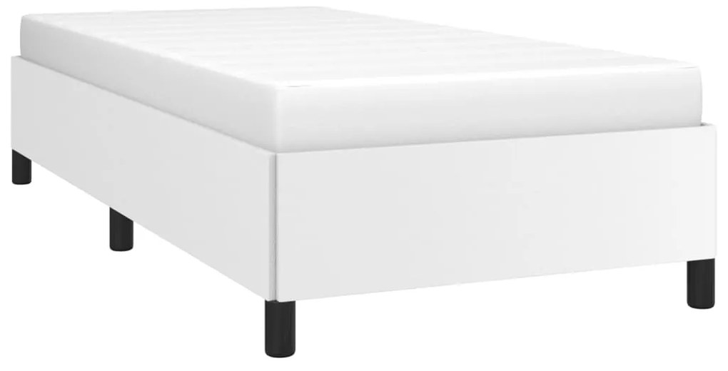 Estrutura de cama 90x200 cm couro artificial branco