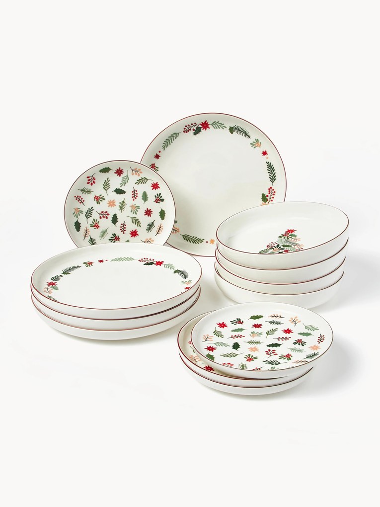 Serviço de jantar natalício em porcelana Eve, 4 pessoas (12 uni.)