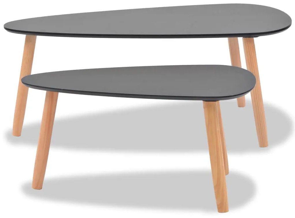 Conjunto mesas de centro 2 pcs pinho maciço preto