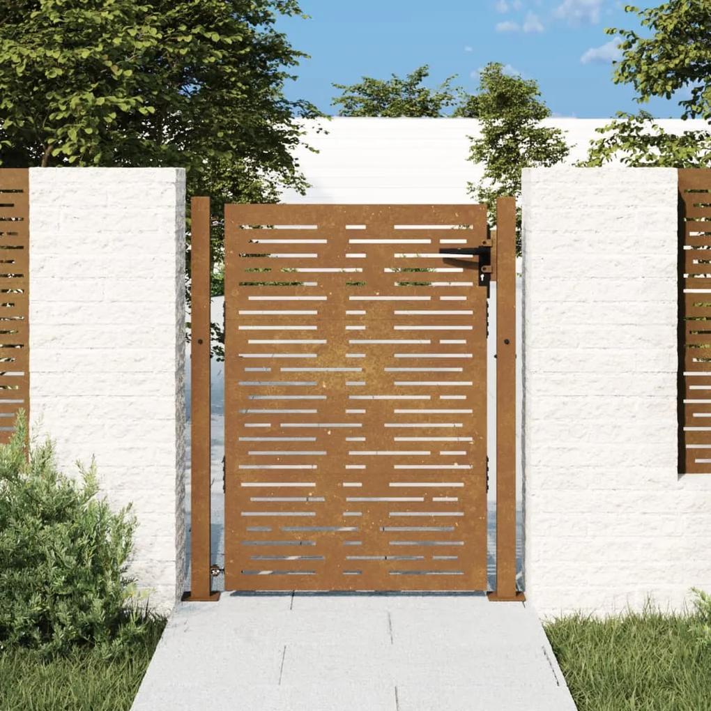 Portão de jardim 105x155 cm aço corten design quadrados