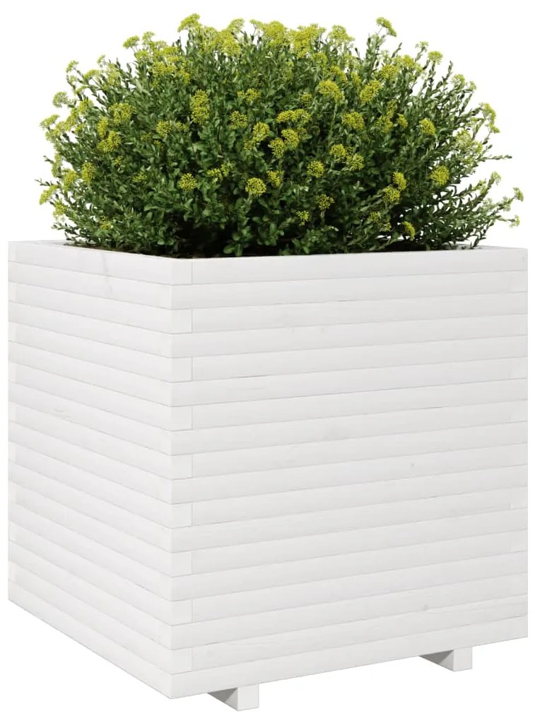 Vaso/floreira de jardim 70x70x72,5 cm pinho maciço branco