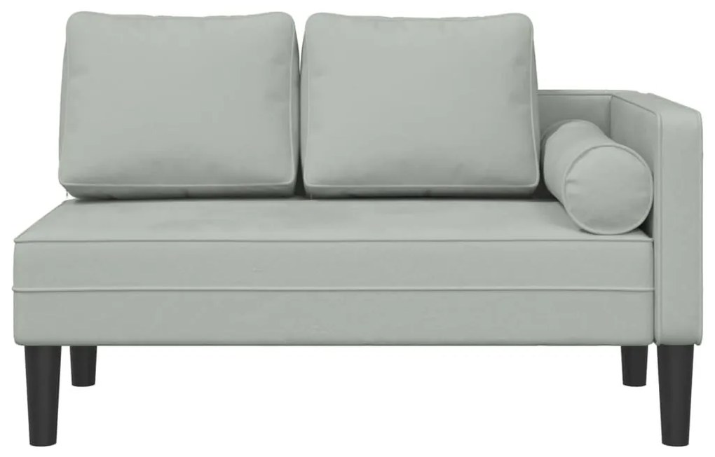 Chaise lounge com almofadões veludo cinzento-claro