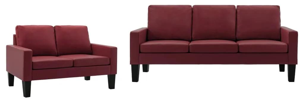 3056679 vidaXL 2 pcs conjunto de sofás couro artificial vermelho tinto
