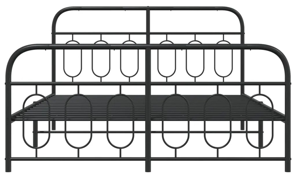 Estrutura de cama com cabeceira e pés 140x200 cm metal preto