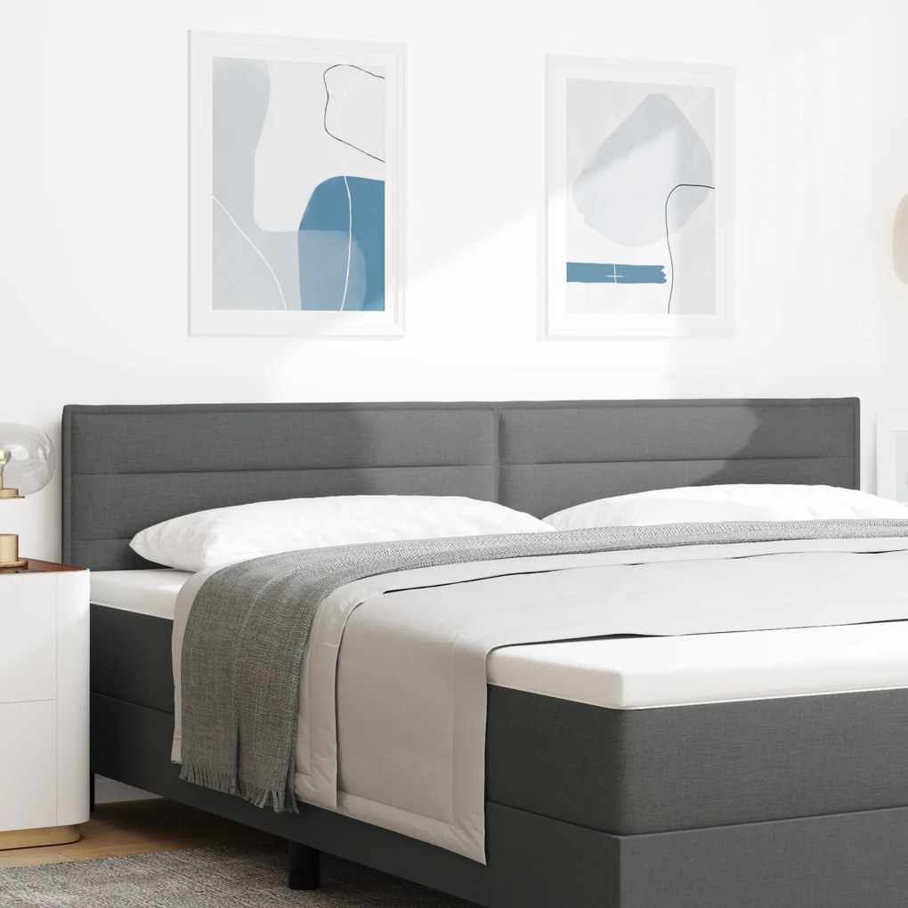 vidaXL Cabeceira Design Linhas Cinza Escuro 100 cm Tecido